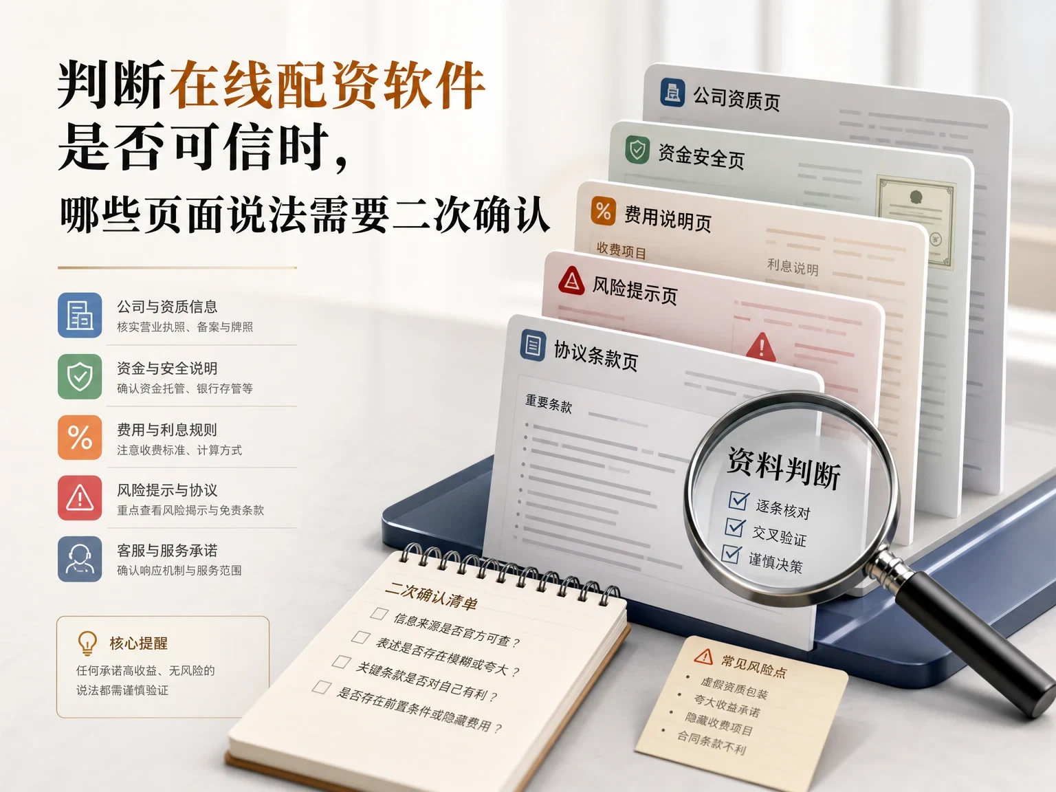 判断在线配资软件是否可信时,哪些页面说法需要二次确认 插图